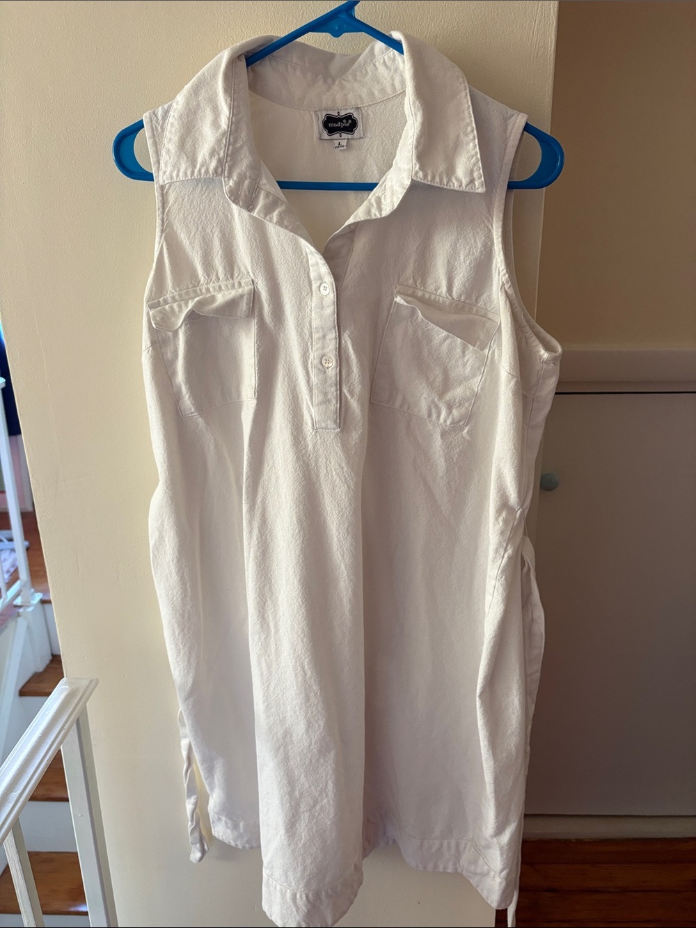 Mud Pie 100% Cotton White Sleeveless Polo Dress